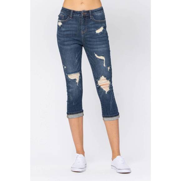 Judy Blue High Waist Cool Denim Pull On Capri